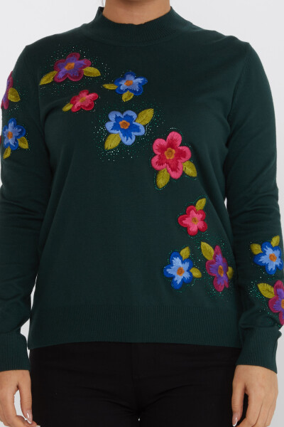 Knitted Sweater Floral Embroidery Embroidered Olive - 31684 | KAZEE (Set of 3 XL-2XL-3XL) - 3