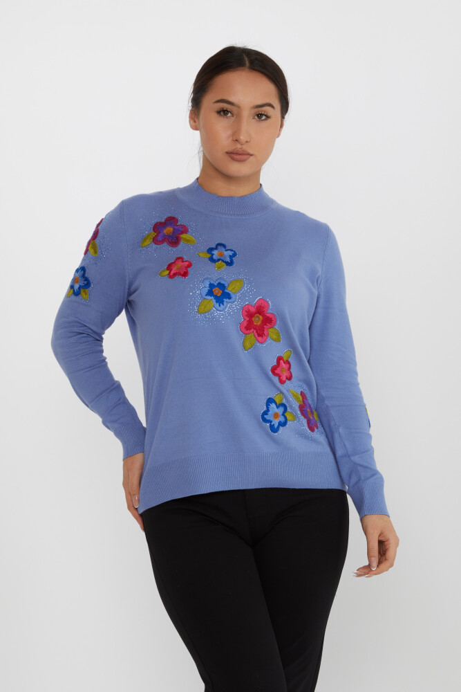 Knitted Sweater Floral Embroidery Mint - 31684 | KAZEE (Set of 3 XL-2XL-3XL) - 1