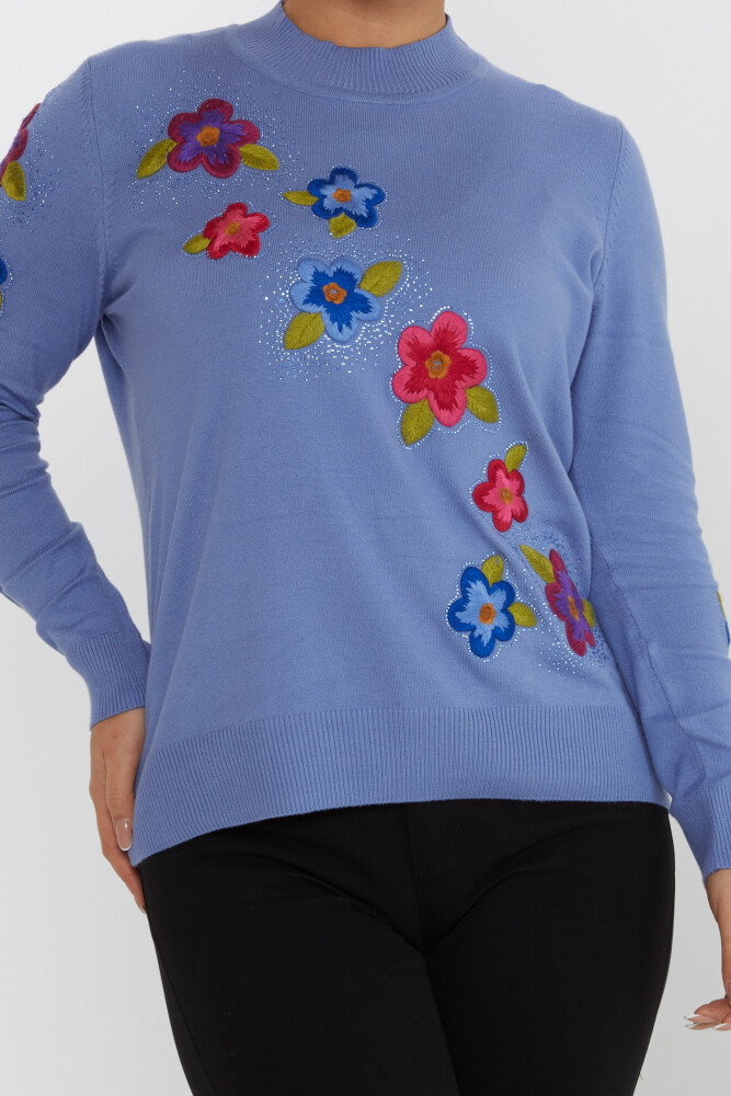 Knitted Sweater Floral Embroidery Mint - 31684 | KAZEE (Set of 3 XL-2XL-3XL) - 3