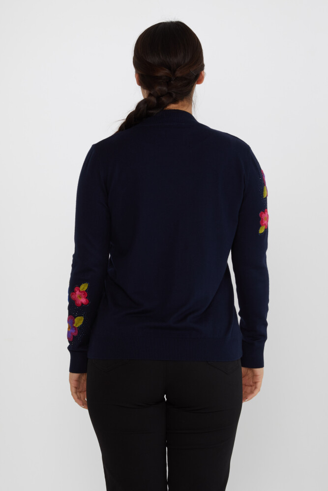 Knitted Sweater Floral Embroidery Navy Blue - 31684 | KAZEE (Set of 3 XL-2XL-3XL) - 5