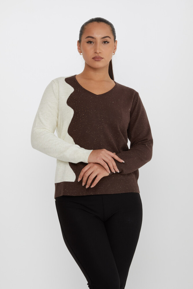 Knitted Sweater Glitter Detail Brown - 31633 | KAZEE (Set of 3 L-XL-2XL) - 1