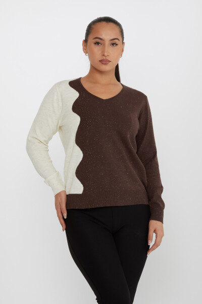 Knitted Sweater Glitter Detail Brown - 31633 | KAZEE (Set of 3 L-XL-2XL) - 2