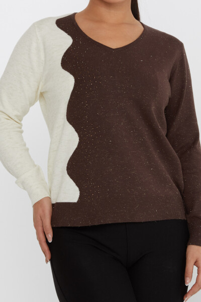 Knitted Sweater Glitter Detail Brown - 31633 | KAZEE (Set of 3 L-XL-2XL) - 3