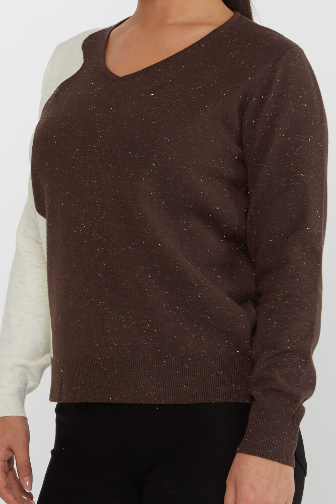 Knitted Sweater Glitter Detail Brown - 31633 | KAZEE (Set of 3 L-XL-2XL) - 4