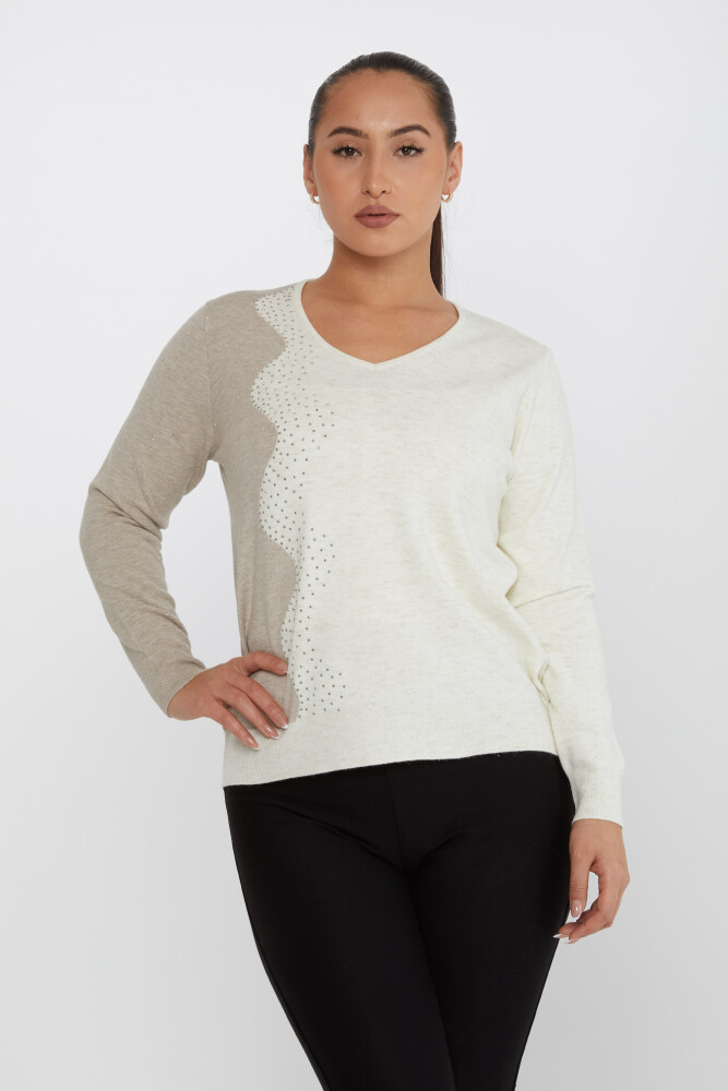 Knitted Sweater Glitter Detail Ecru - 31633 | KAZEE (Set of 3 L-XL-2XL) - 1