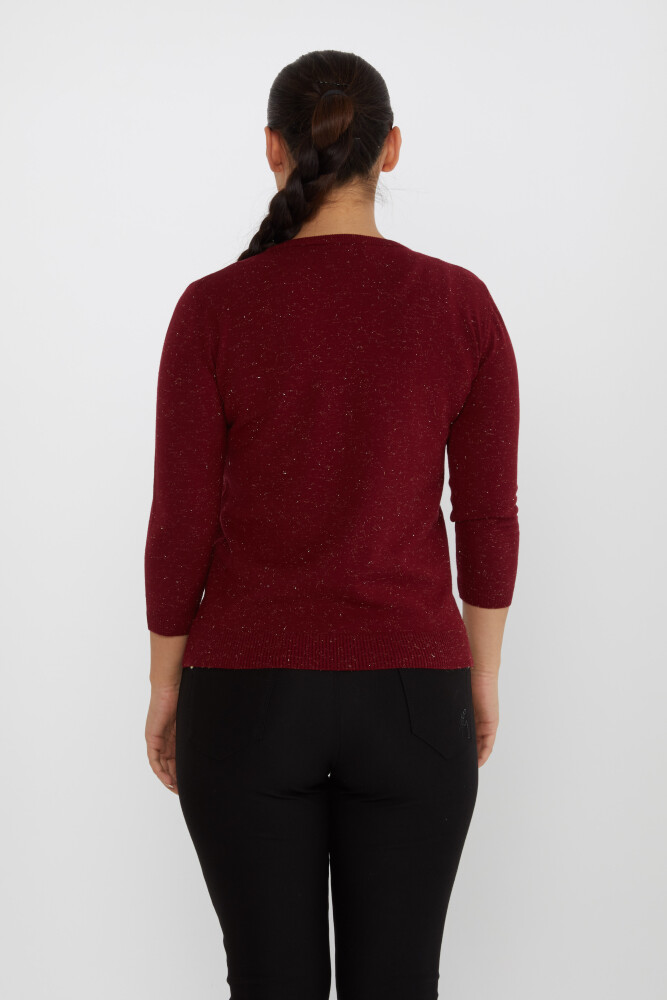 Knitted Sweater Glitter Detailed Claret Red - 31515 | KAZEE (Set of 3 M-L-XL) - 5