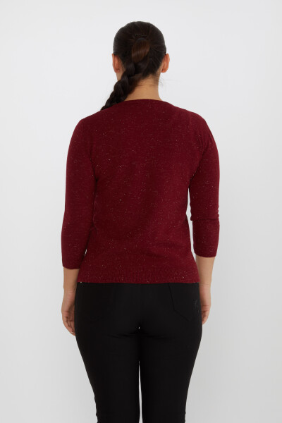 Knitted Sweater Glitter Detailed Claret Red - 31515 | KAZEE (Set of 3 M-L-XL) - 5