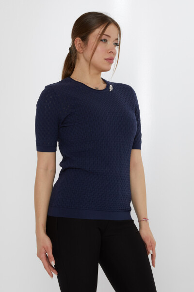 Knitted Sweater Leaf Brooch Navy Blue - 31811 | KAZEE (Set of 3 M-L-XL) - 2