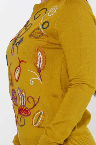 Knitted Sweater Leaf Embroidery Embroidered Saffron - 31276 | KAZEE (Set of 3 L-XL-2XL) - 4