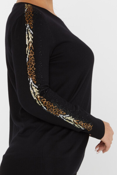 Knitted Sweater Leopard Stone Embroidered Black - 31547 | KAZEE (Set of 3 XL-2XL-3XL) - 5