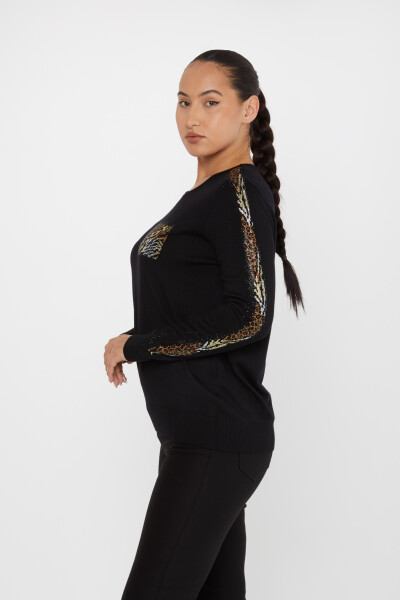 Knitted Sweater Leopard Stone Embroidered Black - 31547 | KAZEE (Set of 3 XL-2XL-3XL) - 2