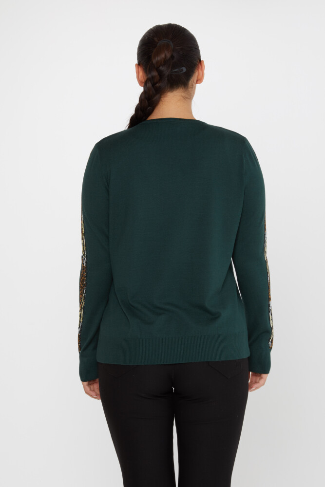 Knitted Sweater Leopard Stone Embroidered Dark Green - 31547 | KAZEE (Set of 3 XL-2XL-3XL) - 5