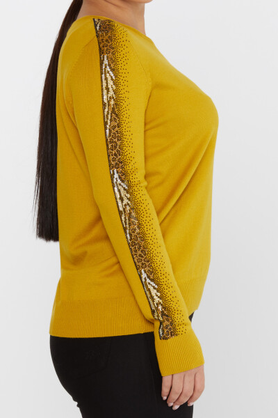 Knitted Sweater Leopard Stone Embroidered Saffron - 31547 | KAZEE (Set of 3 XL-2XL-3XL) - 5