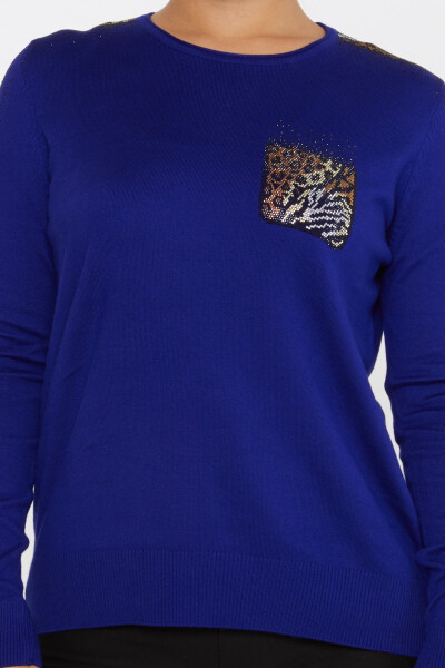 Knitted Sweater Leopard Stone Embroidered Saxe - 31547 | KAZEE (Set of 3 XL-2XL-3XL) - 3