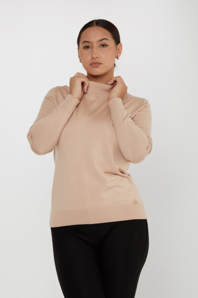 Knitted Sweater Logo Detailed Beige - 16663 | KAZEE (Set of 4 L-XL-2XL-3XL) 