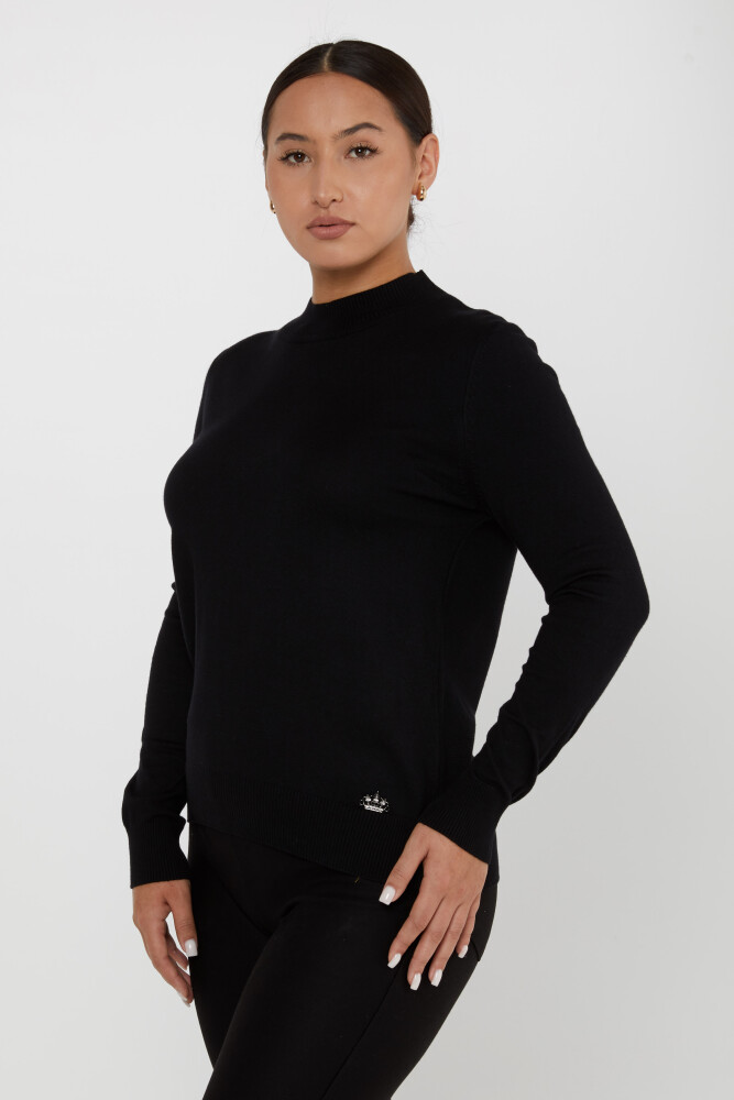 Knitted Sweater Logo Detailed Black - 16663 | KAZEE (Set of 4 L-XL-2XL-3XL) - 1