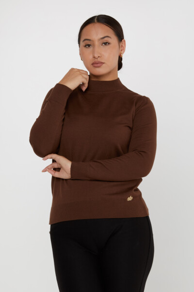 Knitted Sweater Logo Detailed Brown - 16663 | KAZEE (Set of 4 L-XL-2XL-3XL) - 1