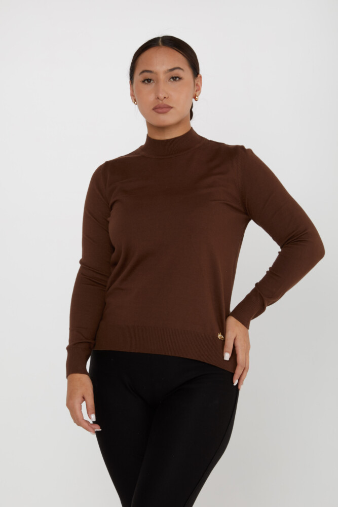 Knitted Sweater Logo Detailed Brown - 16663 | KAZEE (Set of 4 L-XL-2XL-3XL) - 2