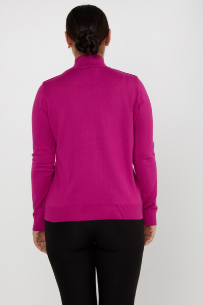 Knitted Sweater Logo Detailed Dark Fuchsia - 16663 | KAZEE (Set of 4 L-XL-2XL-3XL) - 4