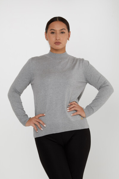 Knitted Sweater Logo Detailed Gray - 16663 | KAZEE (Set of 4 L-XL-2XL-3XL) - 1