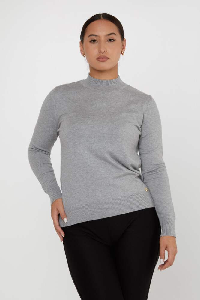 Knitted Sweater Logo Detailed Gray - 16663 | KAZEE (Set of 4 L-XL-2XL-3XL) - 2