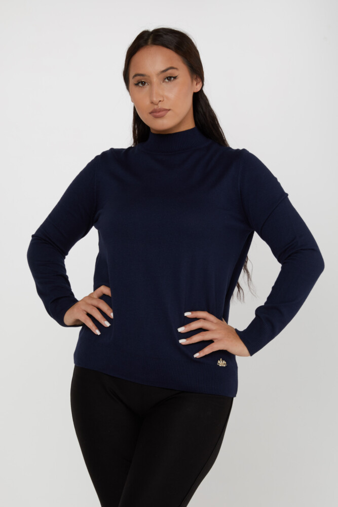 Knitted Sweater Logo Detailed Navy Blue - 16663 | KAZEE (Set of 4 L-XL-2XL-3XL) - 1