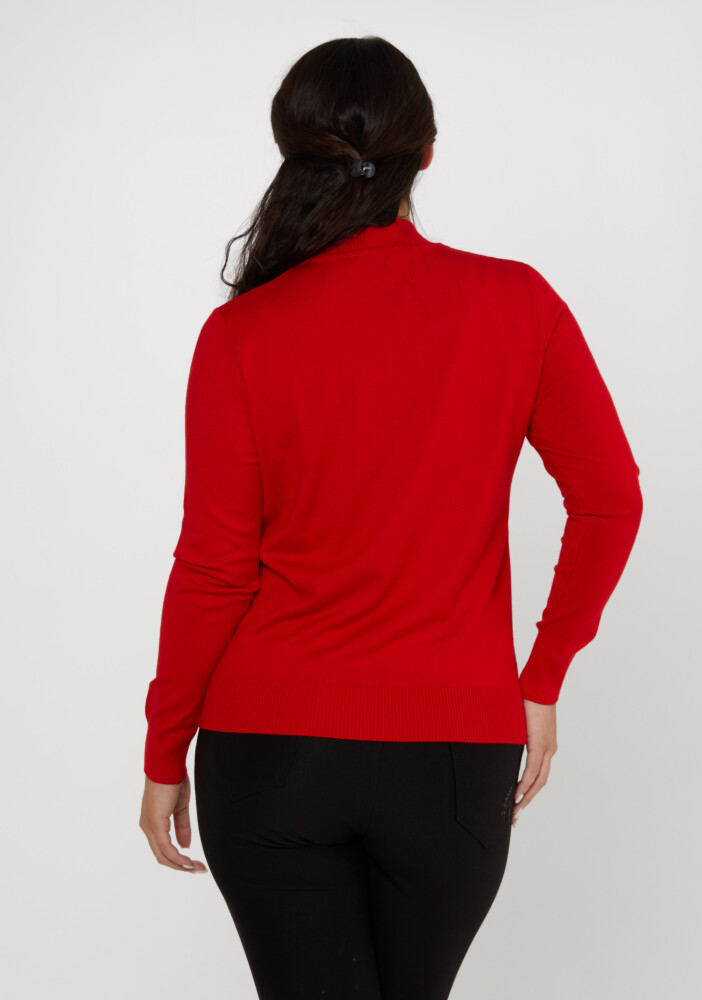 Knitted Sweater Logo Detailed Red - 16663 | KAZEE (Set of 4 L-XL-2XL-3XL) - 4