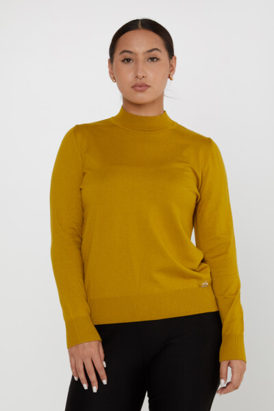 Knitted Sweater Logo Detailed Saffron - 16663 | KAZEE (Set of 4 L-XL-2XL-3XL) 