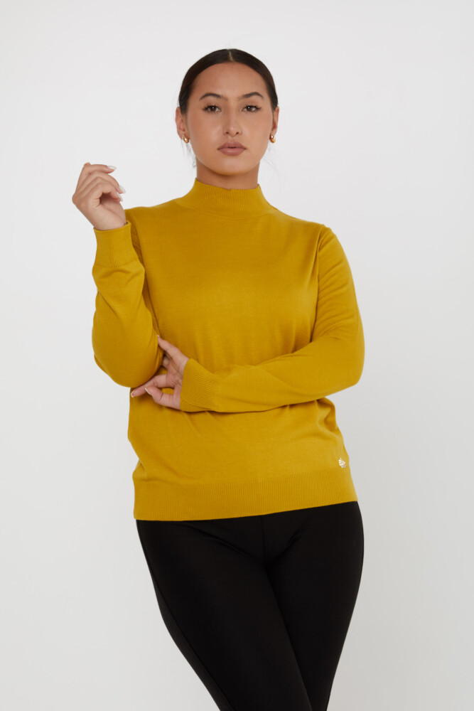 Knitted Sweater Logo Detailed Saffron - 16663 | KAZEE (Set of 4 L-XL-2XL-3XL) - 2