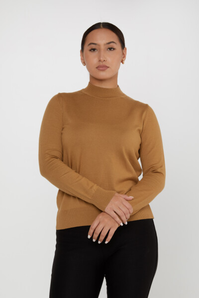 Knitted Sweater Logo Detailed Tan - 16663 | KAZEE (Set of 4 L-XL-2XL-3XL) 