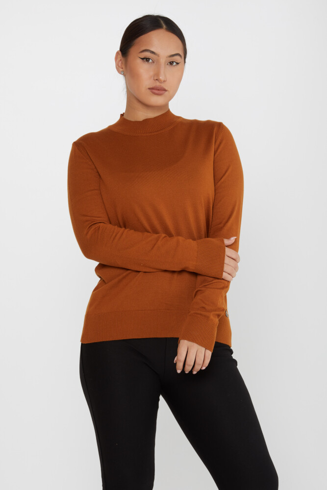 Knitted Sweater Logo Detailed Tan - 16663 | KAZEE (Set of 4 L-XL-2XL-3XL) - 1