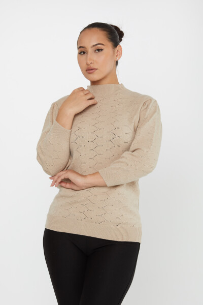 Knitted Sweater Patterned Beige - 30341 | KAZEE (Set of 4 S-M-L-XL) 