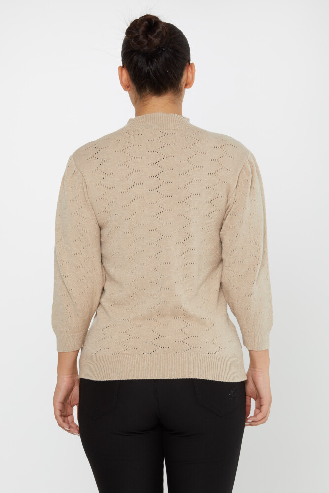 Knitted Sweater Patterned Beige - 30341 | KAZEE (Set of 4 S-M-L-XL) - 4