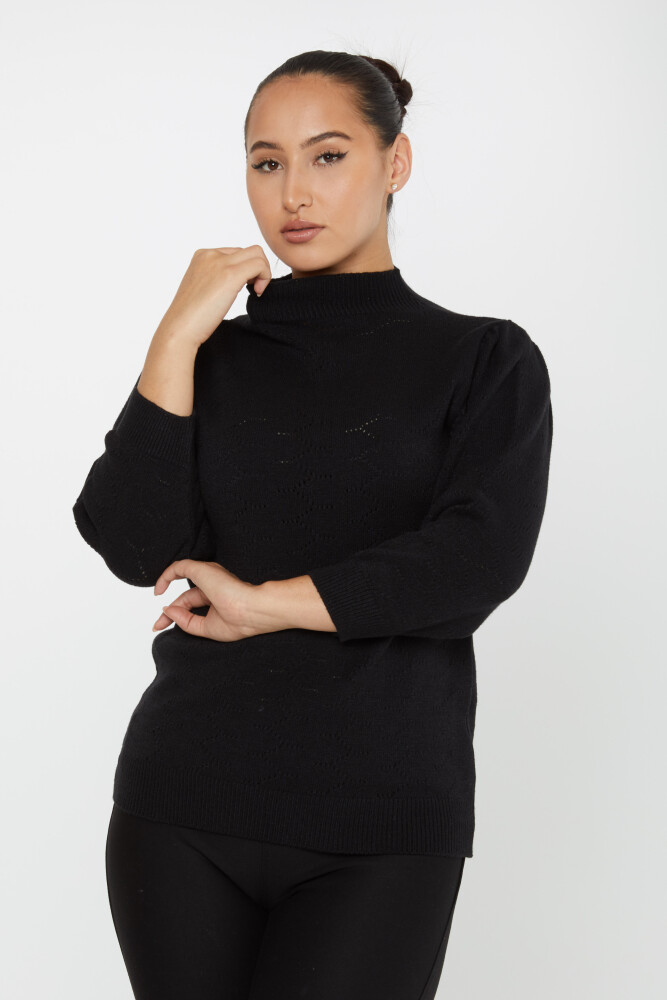 Knitted Sweater Patterned Black - 30341 | KAZEE (Set of 4 S-M-L-XL) - 1