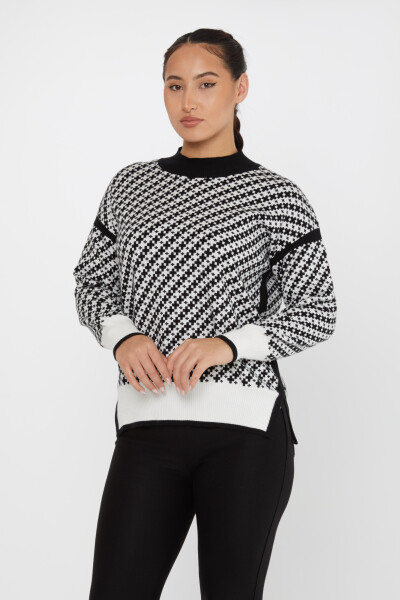 Knitted Sweater Patterned Black-Ecru - 30953 | KAZEE (Set of 3 S-M-L) 