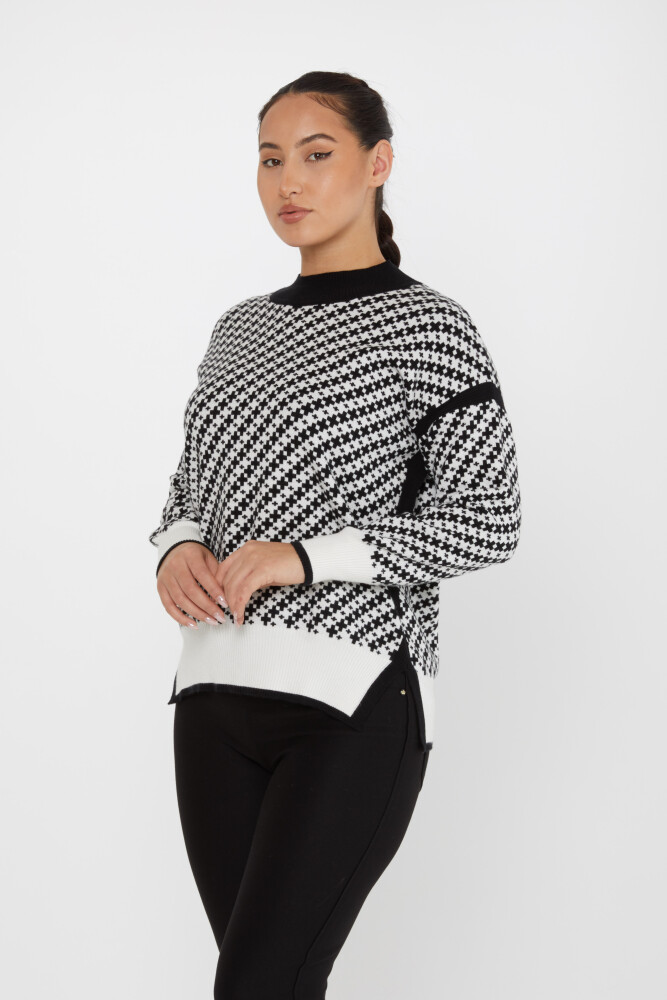 Knitted Sweater Patterned Black-Ecru - 30953 | KAZEE (Set of 3 S-M-L) - 2