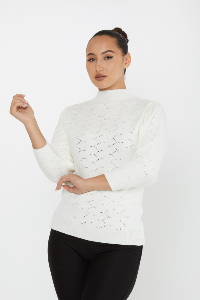 Knitted Sweater Patterned Ecru - 30341 | KAZEE (Set of 4 S-M-L-XL) - 1