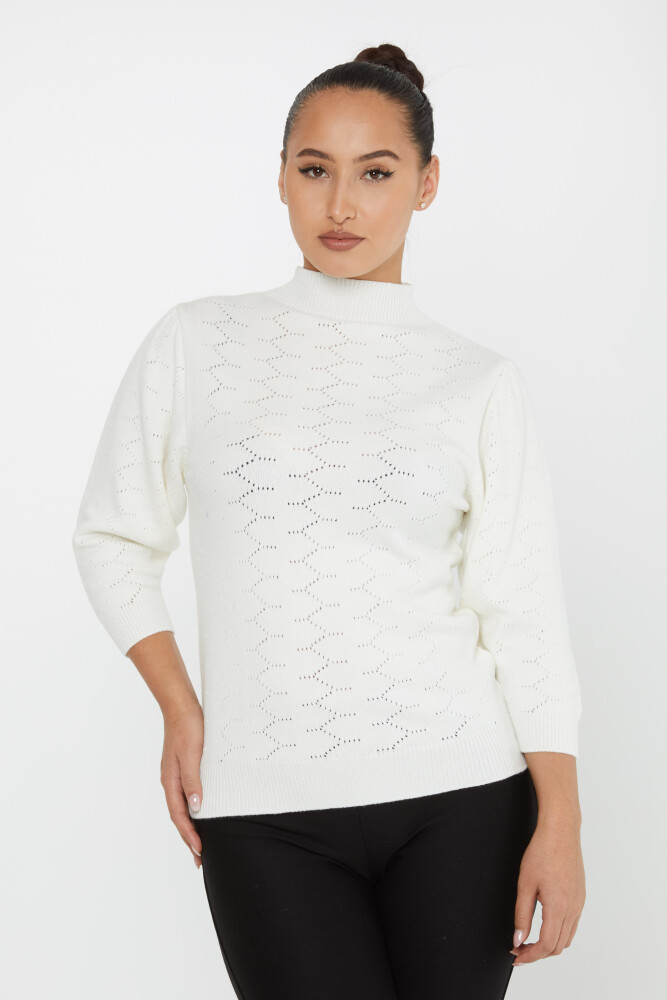 Knitted Sweater Patterned Ecru - 30341 | KAZEE (Set of 4 S-M-L-XL) - 2