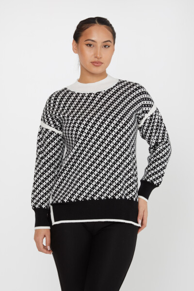 Knitted Sweater Patterned Ecru-Black - 30953 | KAZEE (Set of 3 S-M-L) - 1