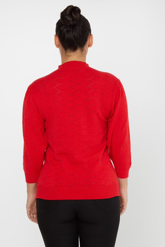 Knitted Sweater Patterned Red - 30341 | KAZEE (Set of 4 S-M-L-XL) - 5