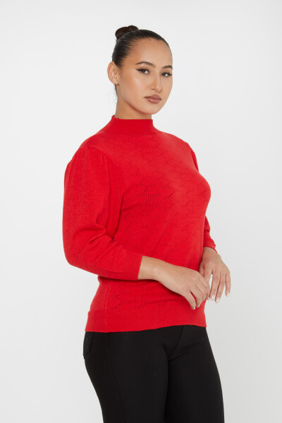 Knitted Sweater Patterned Red - 30341 | KAZEE (Set of 4 S-M-L-XL) - 2