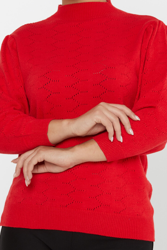 Knitted Sweater Patterned Red - 30341 | KAZEE (Set of 4 S-M-L-XL) - 3