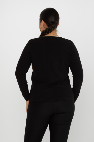 Knitted Sweater Pearl Embroidered Black - 31719 | KAZEE (Set of 3 XL-2XL-3XL) - 4