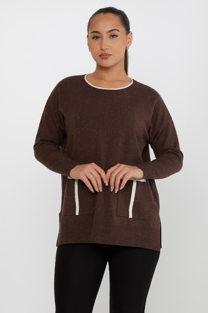 Knitted Sweater Pocket Detail Brown - 31390 | KAZEE (Set of 3 XL-2XL-3XL) - 2