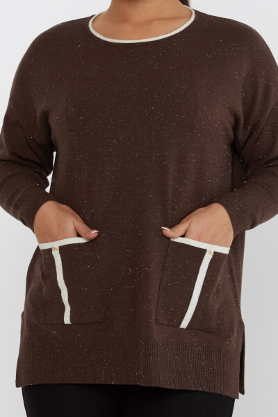 Knitted Sweater Pocket Detail Brown - 31390 | KAZEE (Set of 3 XL-2XL-3XL) - 4