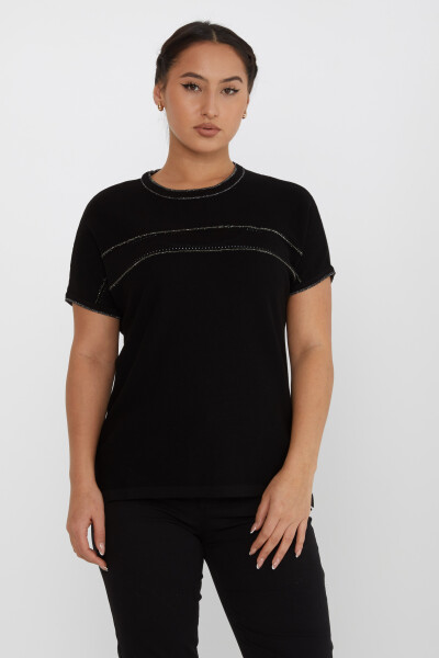 Knitted Sweater Short Sleeve Black - 30349 | KAZEE (Set of 4 L-XL-2XL-3XL) - 2