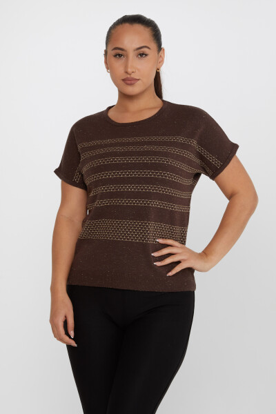 Knitted Sweater Short Sleeve Brown - 31652 | KAZEE (Set of 3 M-L-XL) - 2