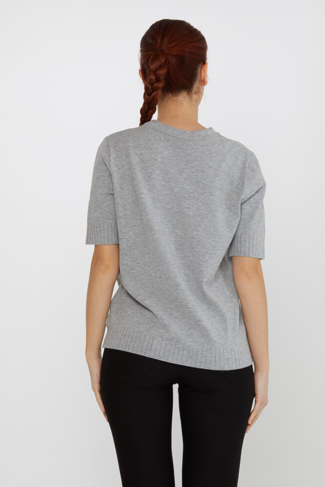 Knitted Sweater Short Sleeve Gray - 31611 | KAZEE (Set of 3 S-M-L) - 4