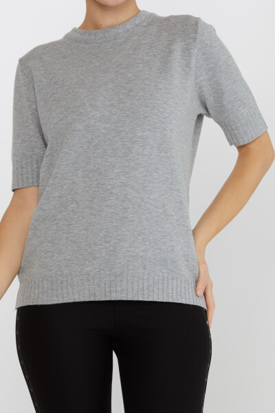 Knitted Sweater Short Sleeve Gray - 31611 | KAZEE (Set of 3 S-M-L) - 2