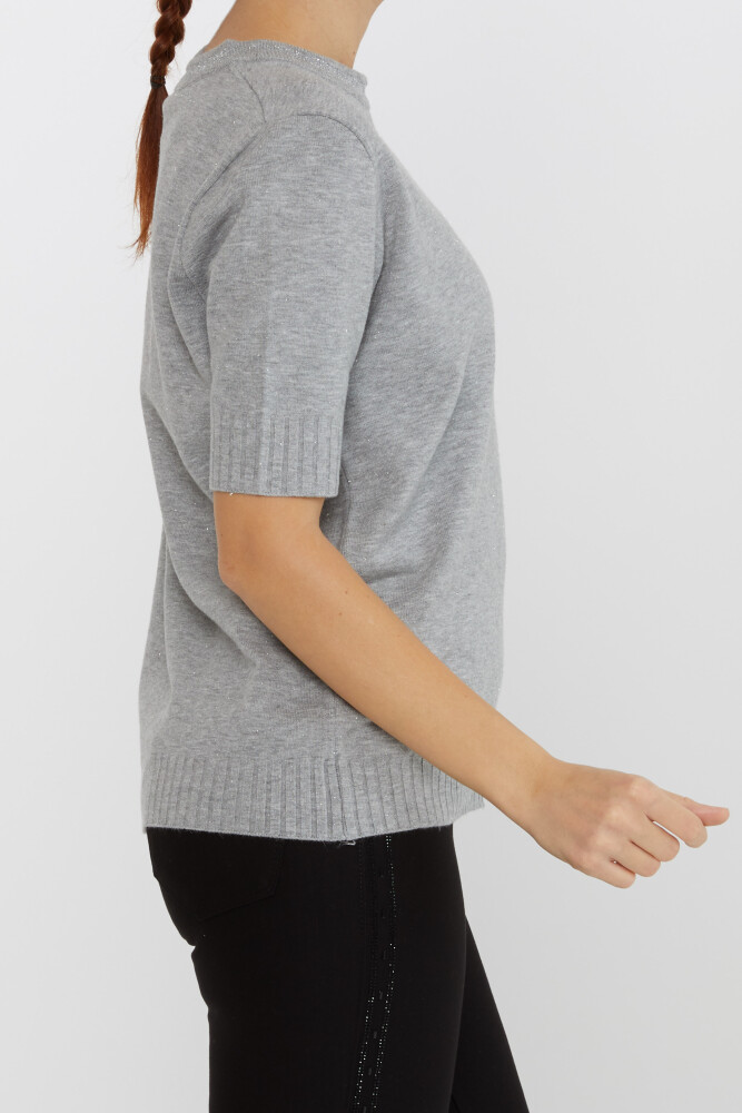 Knitted Sweater Short Sleeve Gray - 31611 | KAZEE (Set of 3 S-M-L) - 3